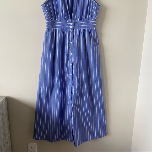 URBAN Outfitters-Striped Button Down Deep Plunge Midi Dress (Size:Small) - Picture 7 of 9